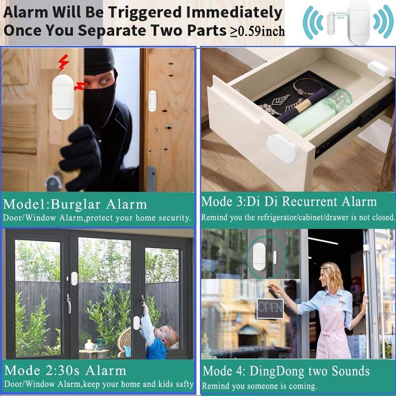 EverNary Door Window Pool Alarm with Remote Control, 2Pcs 130dB Wireless Magnetic Sensor Anti-Theft Door Alarms for Kids Safety Home Store Garage Apartment Business Security - Image 4